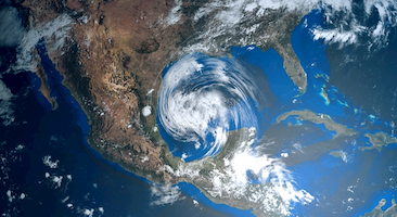 satellite image of a hurricane approaching the Gulf Coast